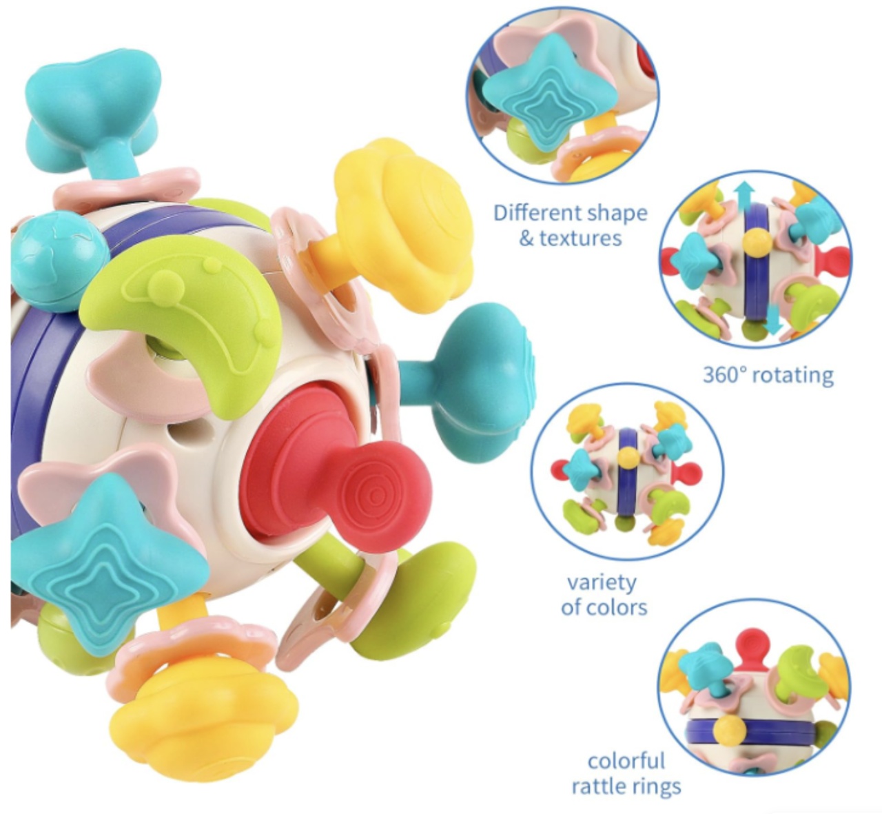 Jucarie senzoriala de dentitie Mingea Spatiala - Space Teether Ball - 2 | YEO