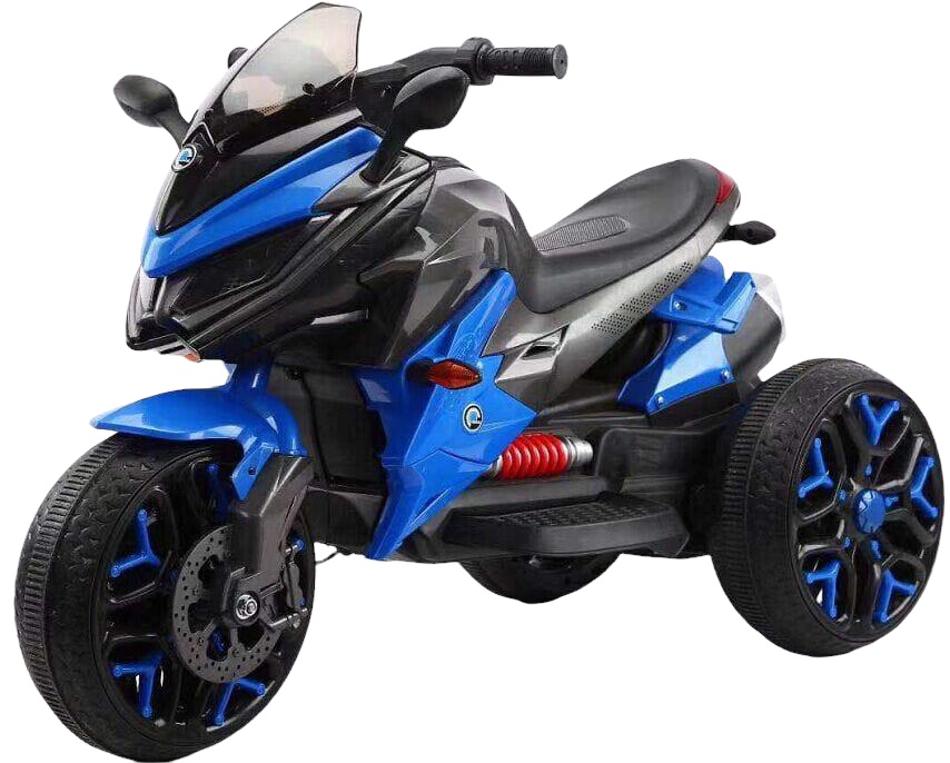 Motocicleta electrica pentru copii, doua motoare, acumulator 12V, cu muzica si lumini, 8008 albastru
