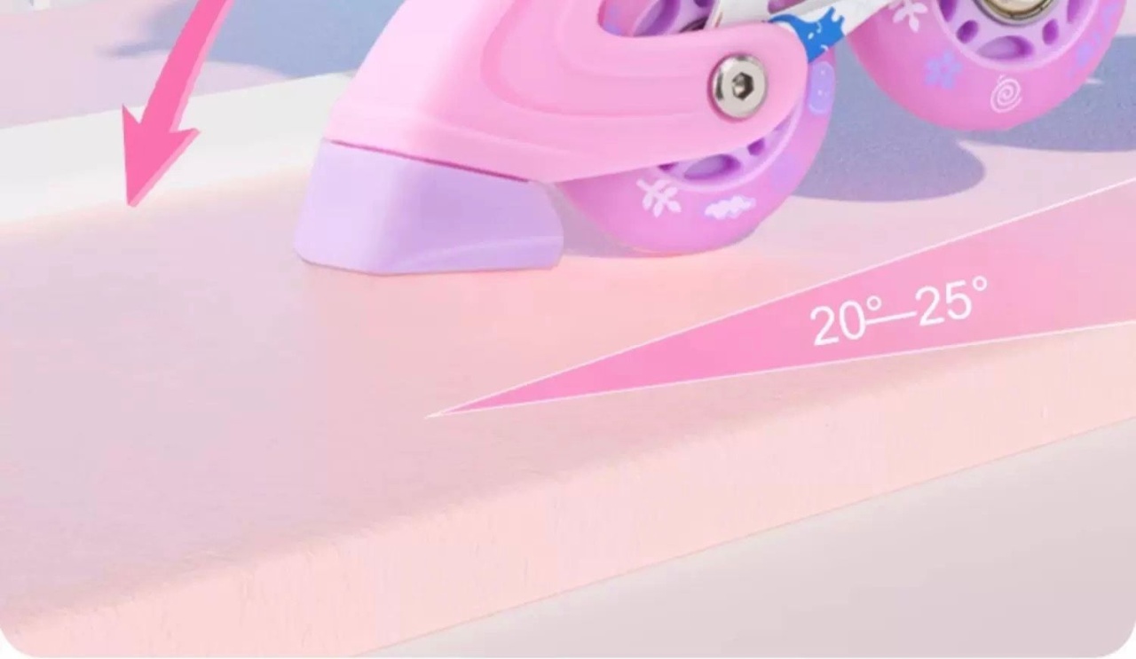 Role copii 2 in 1, Angel Wings, cu casca, cotiere si genunchiere, masuri reglabile, roz - 2 | YEO