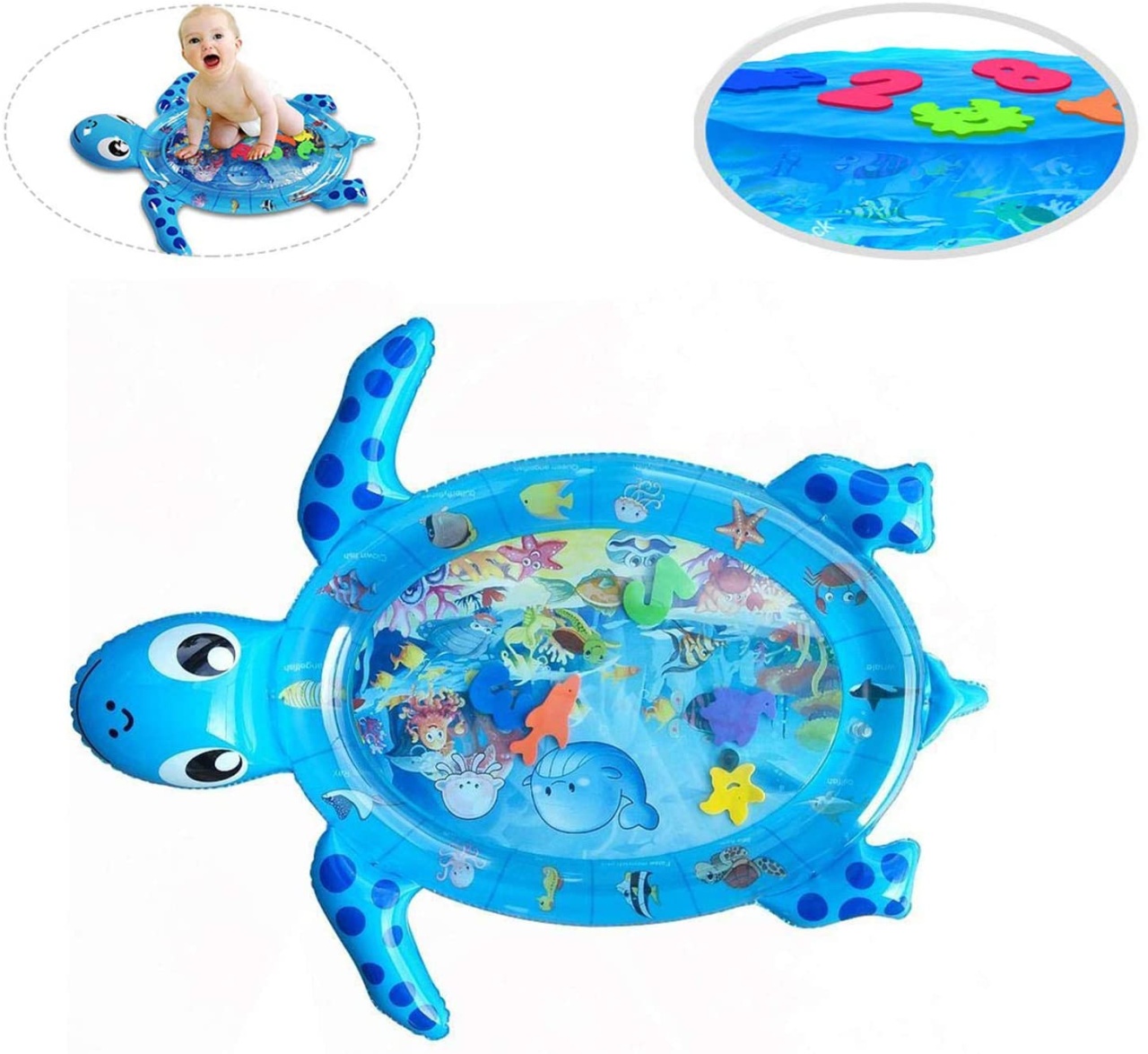 Saltea cu apa pentru bebelusi 100 x 55 cm - broscuta testoasa, albastra - 2 | YEO