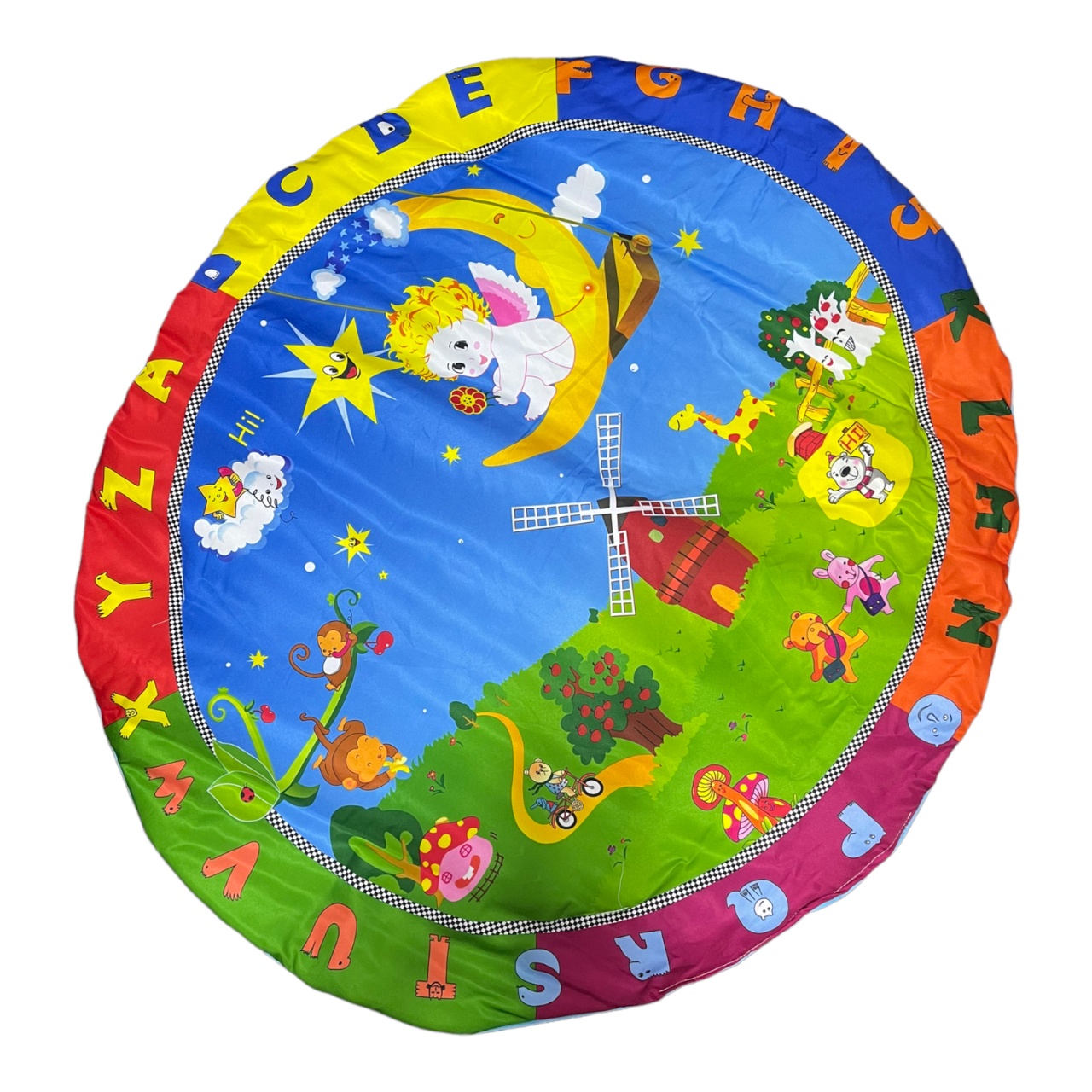 Saltea de joaca pentru bebelusi, Animale in natura cu ingeras si alfabet, 94 cm - 1 | YEO
