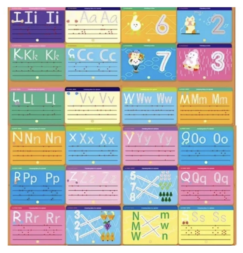 Set 26 cartonase reutilizabile pentru invatat scrierea alfabetului - 3 | YEO