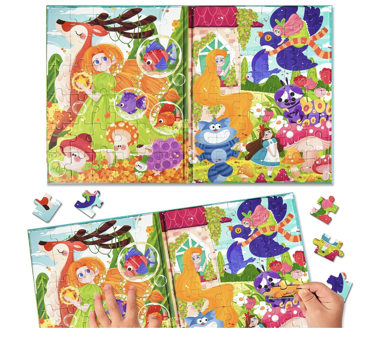 Set 4 puzzle-uri magnetice din lemn – Printesa Elfica, Montessori - 1 | YEO