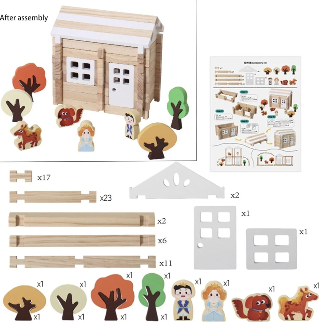 Set de constructie Casuta din padure, 75 piese, din lemn - 1 | YEO