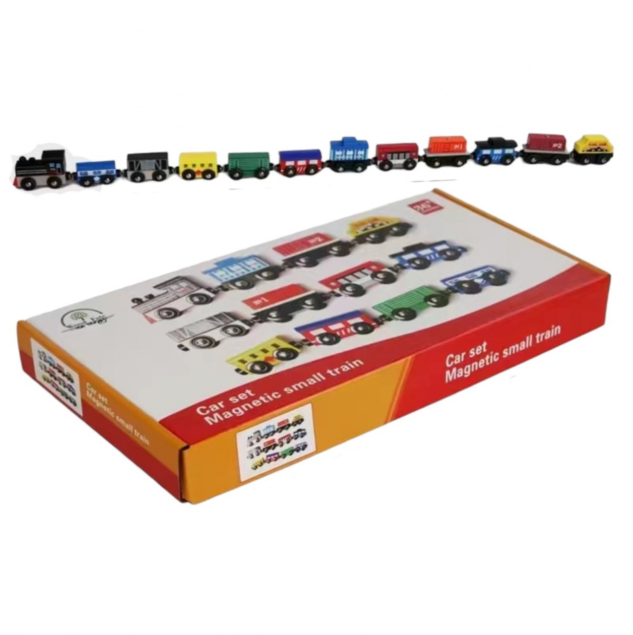 Set tren cu 12 piese, din lemn cu magnet, 96 cm - 1 | YEO