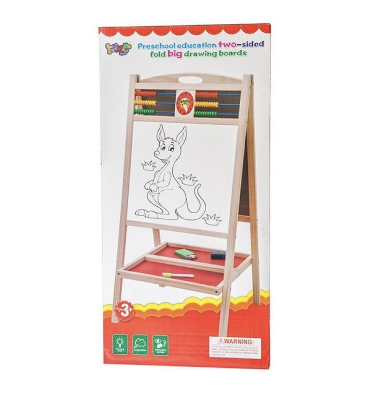 Tabla Sevalet, Cu Doua Fete, cu abac si ceas, Cangur, 90 cm, din lemn - 1 | YEO