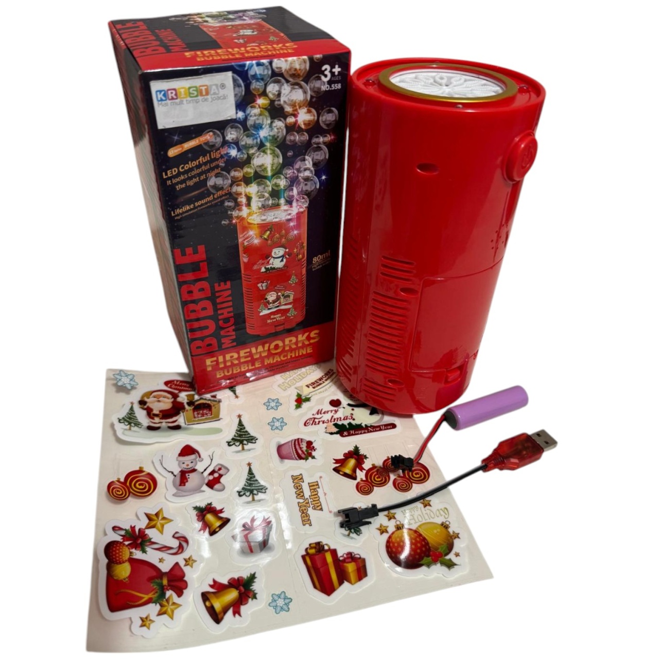 Aparat Mare de baloane automat cu 40 orificii si lumini LED, cu efect de artificii, rosu - 1 | YEO