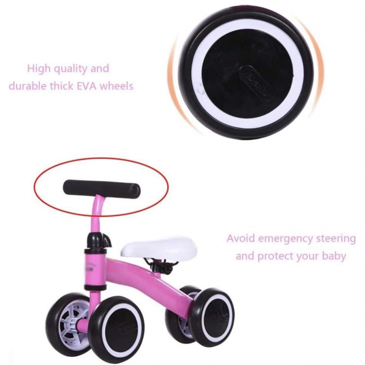 Bicicleta mini cu 4 roti, fara pedale, 1-3 ani, B04 Rosu - 3 | YEO