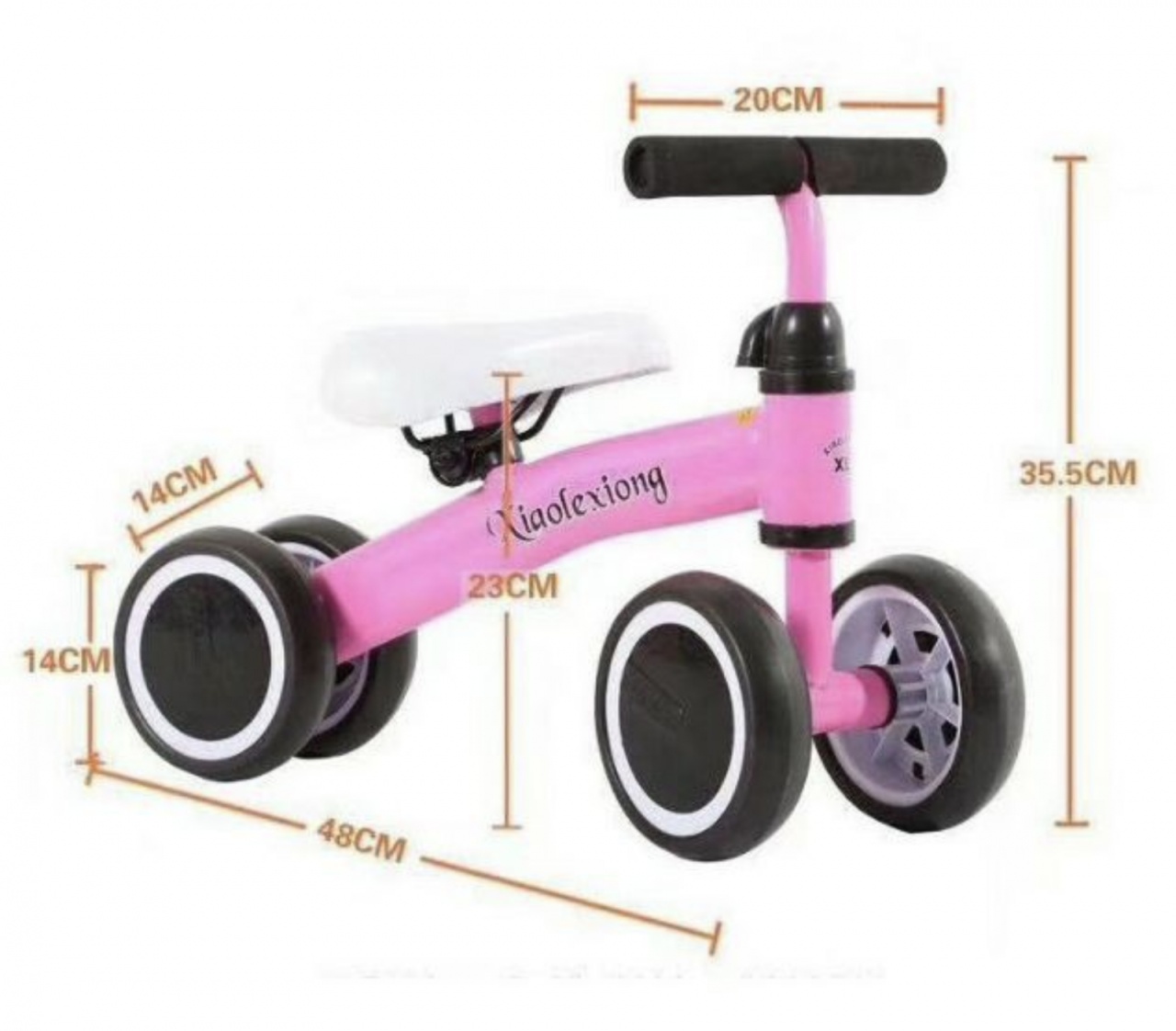 Bicicleta mini cu 4 roti, fara pedale, 1-3 ani, B04 Roz - 1 | YEO