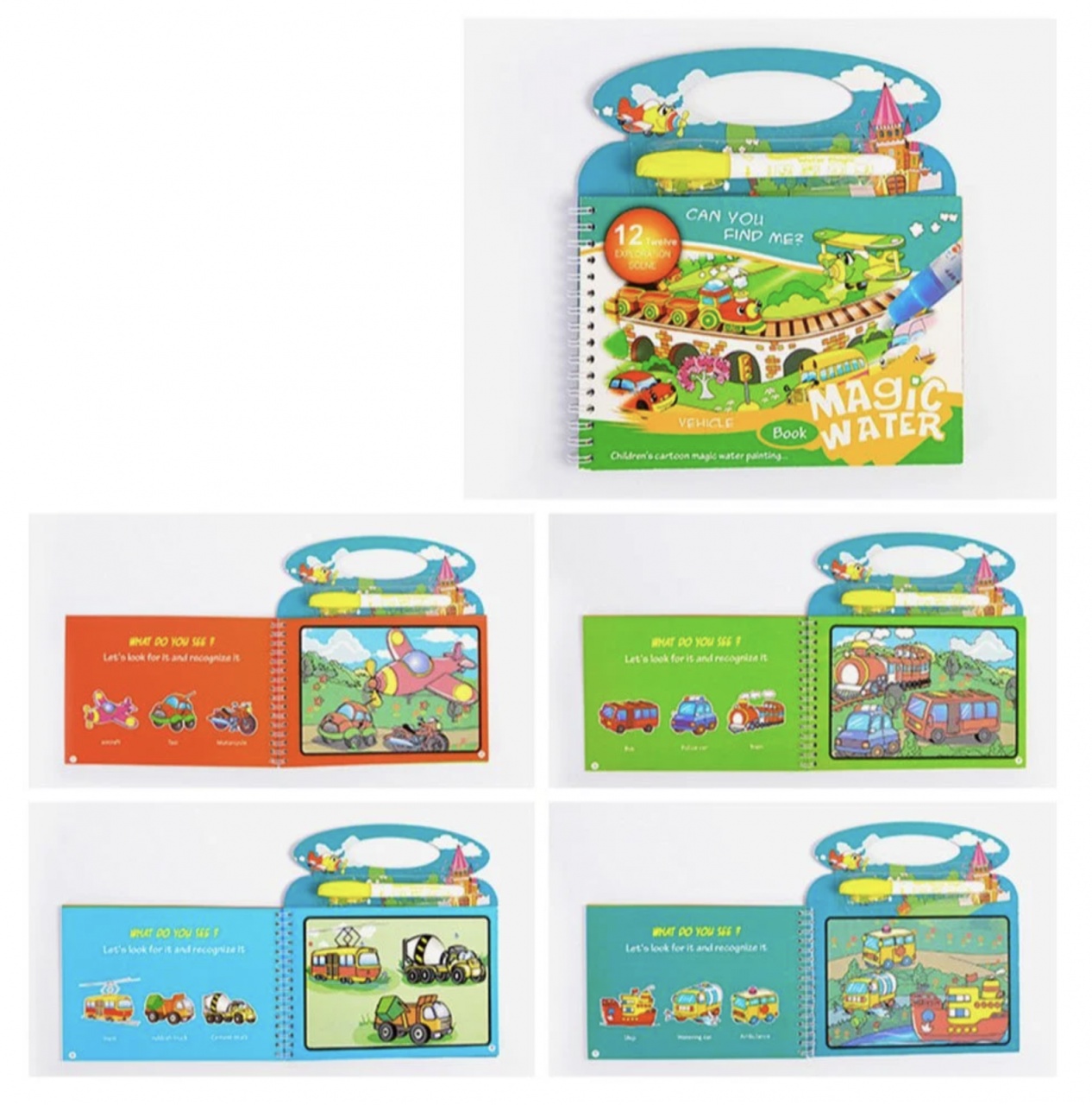 Carte de colorat cu apa Magic Water Book Vehicule - 1 | YEO