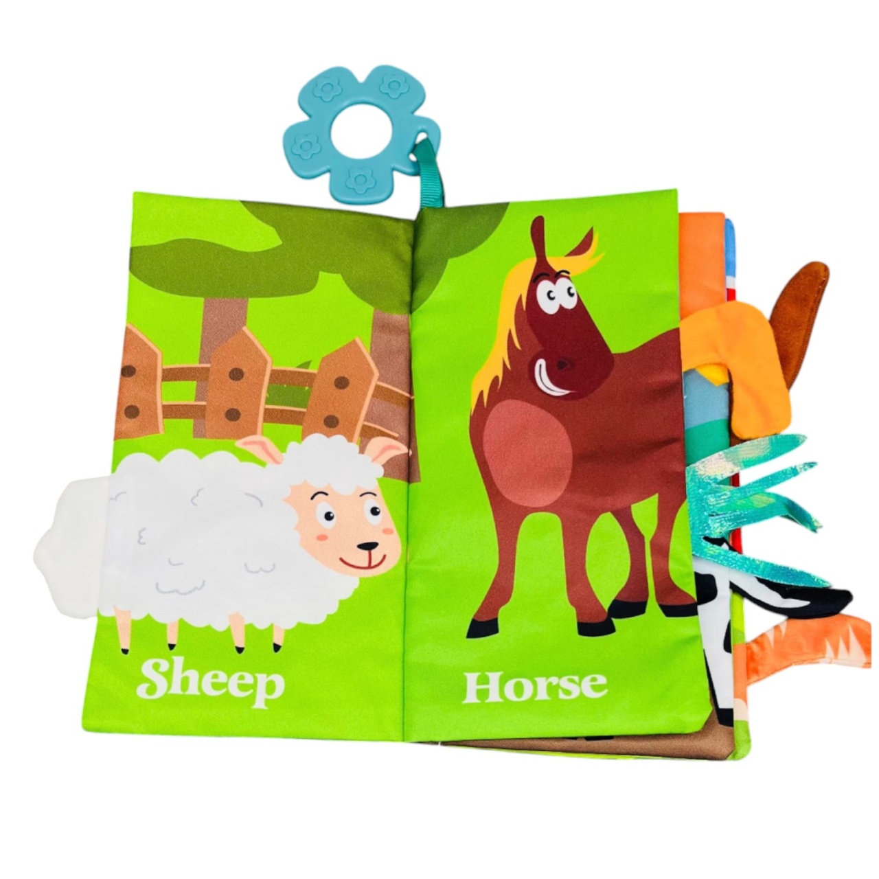 Carte textila senzoriala bebe, Animalele de la Ferma - 2 | YEO