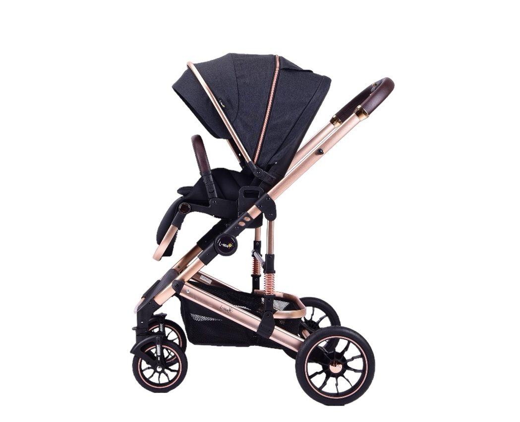 Carucior 2 in 1 transformabil, reversibil, pliabil, F3 Luxury Black - 3 | YEO