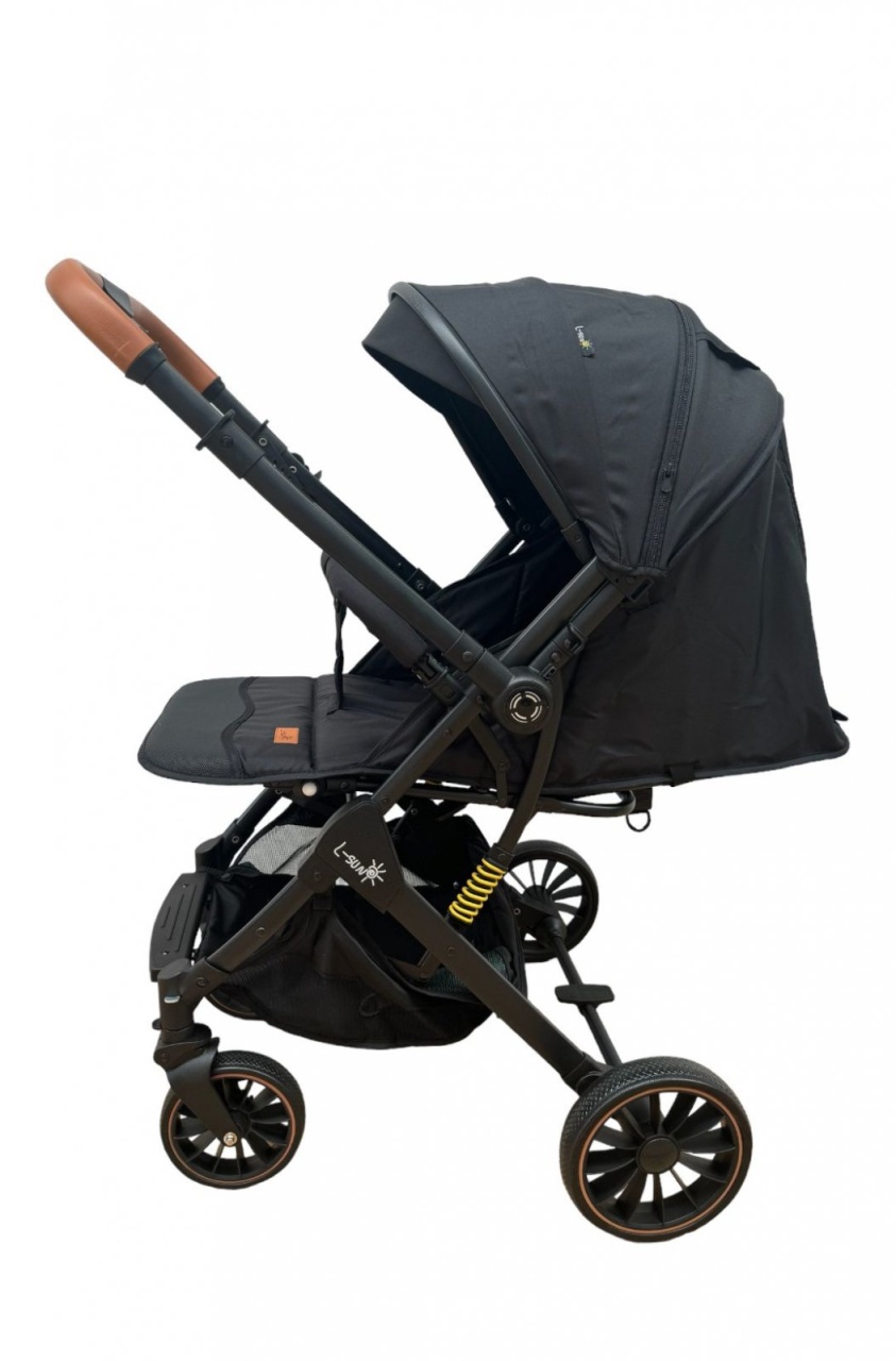 Carucior sport, cu maner reversibil, suspensii pe cadru, pliabil si troler, C1 Negru - 1 | YEO