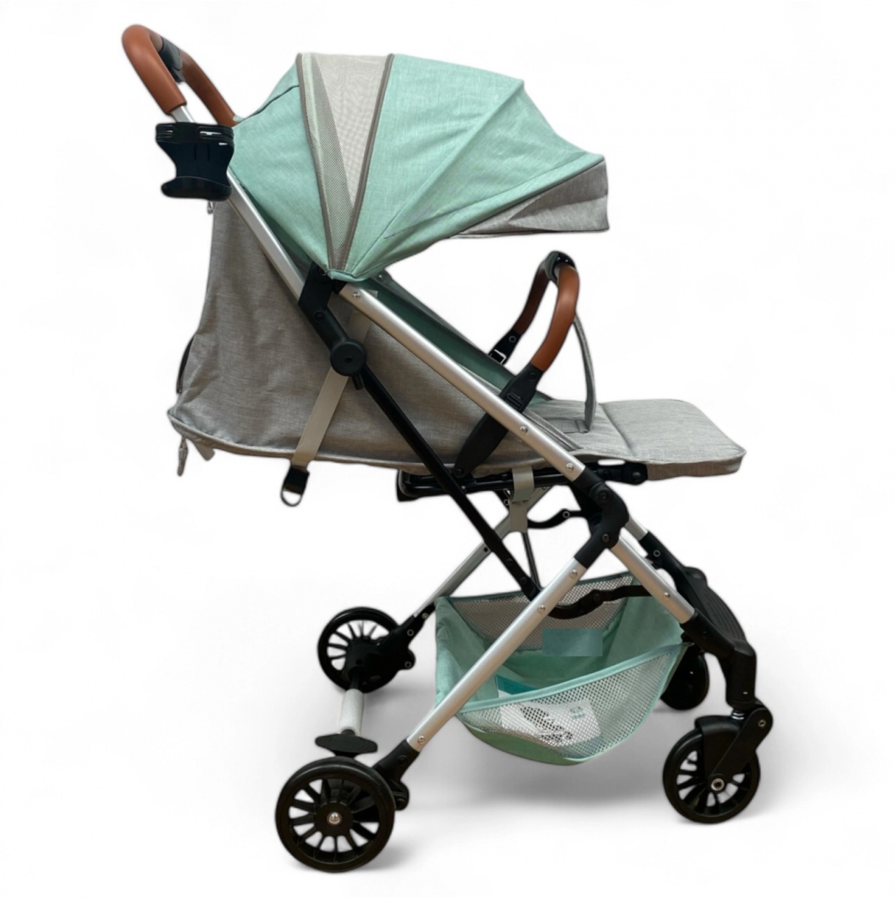 Carucior sport, cu suspensii, pliabil si troler, 309 Verde cu gri - 3 | YEO