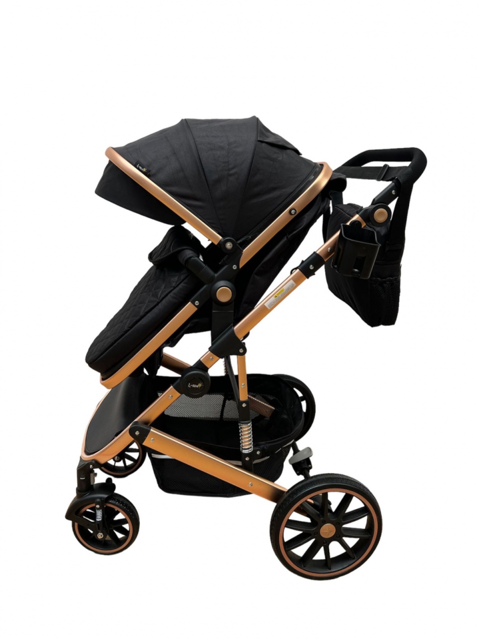 Carucior T4, 3 in 1, cu suspensii, transformabil landou-sport, Negru - 1 | YEO