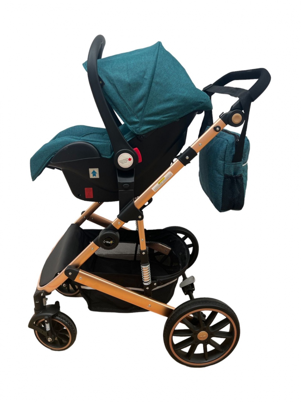 Carucior T4, 3 in 1, cu suspensii, transformabil landou-sport, verde/negru - 3 | YEO