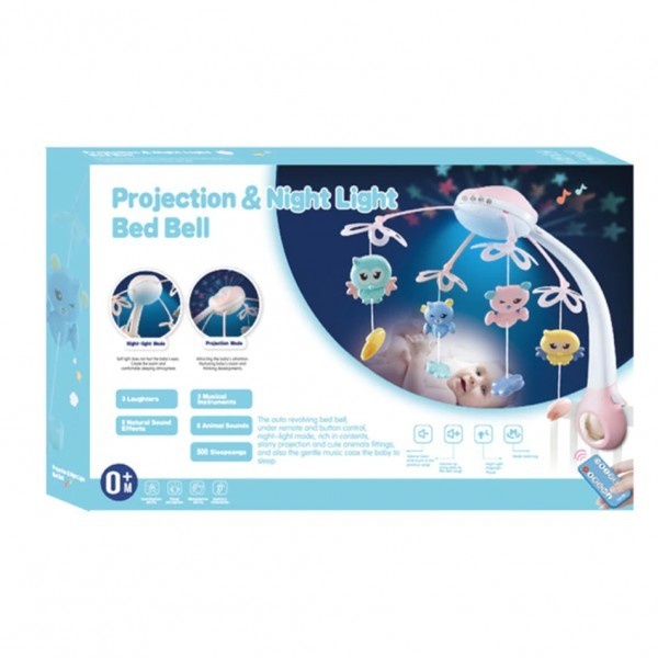 Carusel cu 516 sunete, telecomanda si proiectii Bufnita Inteleapta - bleu pastel - 2 | YEO