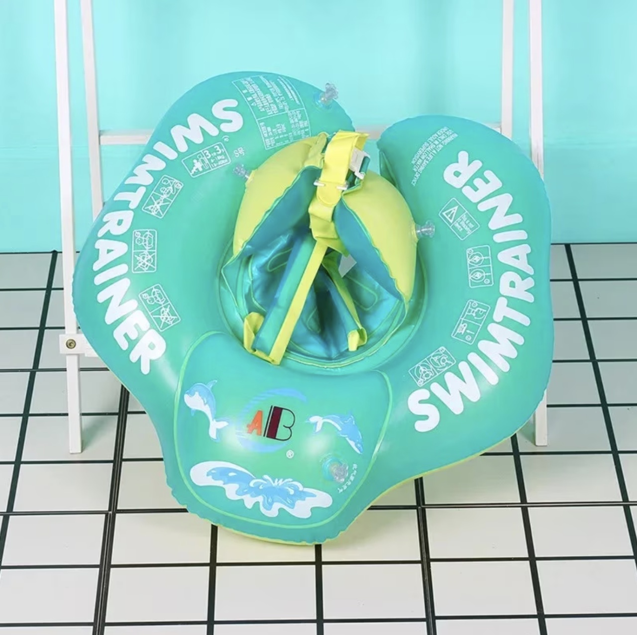 Colac bebe pentru inot cu parasolar si suport - Trainer for Swim verde - 1 | YEO