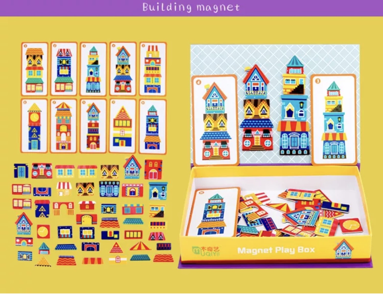 Cutie mov cu 46 piese Puzzle magnetic Orasul - 1 | YEO