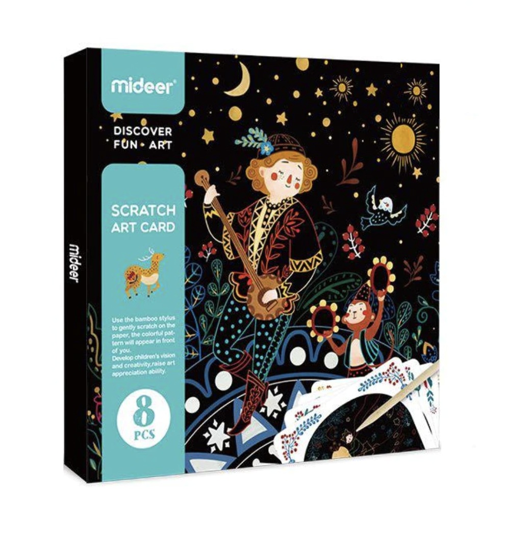 Joc creativ de razuit Scratch Art Card, Mideer verde