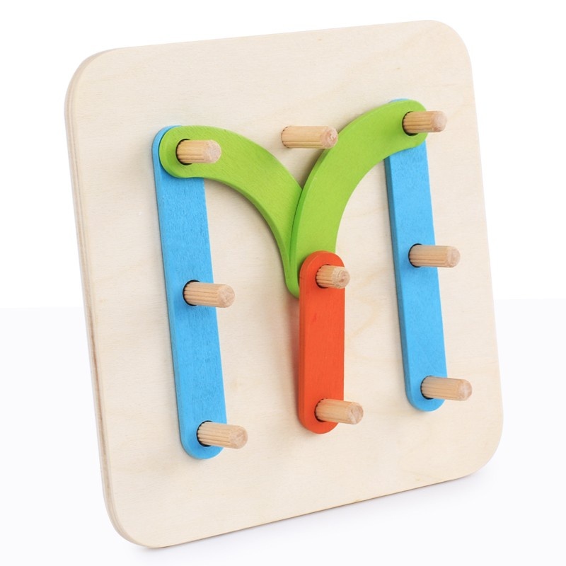 Joc din lemn Montessori Geoboard litere, cifre si culori - 2 | YEO