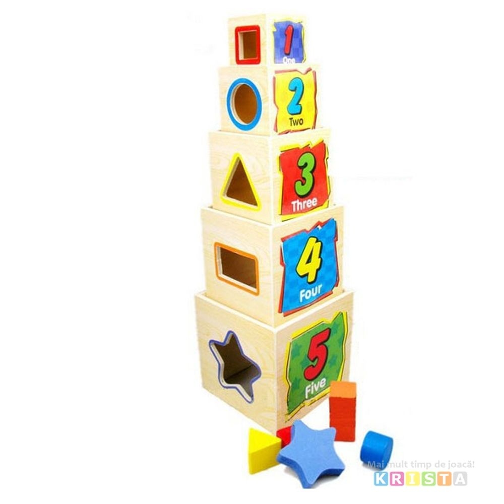 Joc Montessori Educativ Turnul 5 Din Lemn - 3 | YEO