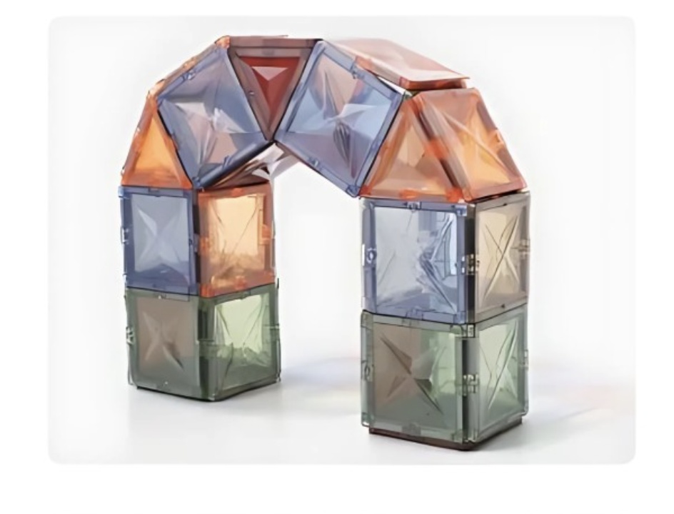 Joc STEM de constructie Magnetic Tiles Culori Naturale, cu 20 piese - 2 | YEO