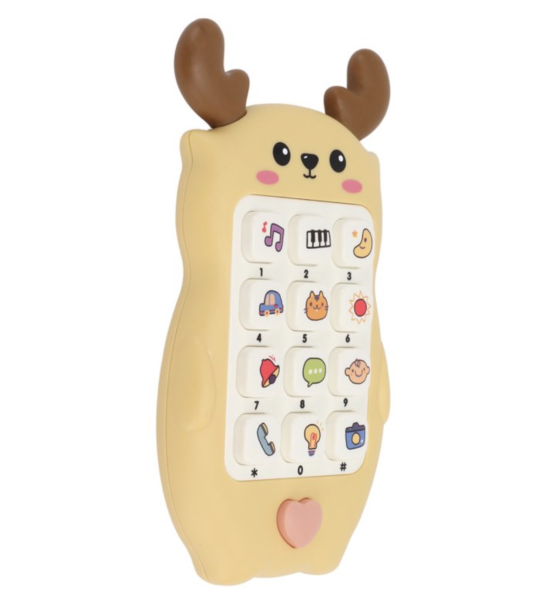 Jucarie 2 in 1 telefon cu jucarie de dentitie, renul crem - 1 | YEO