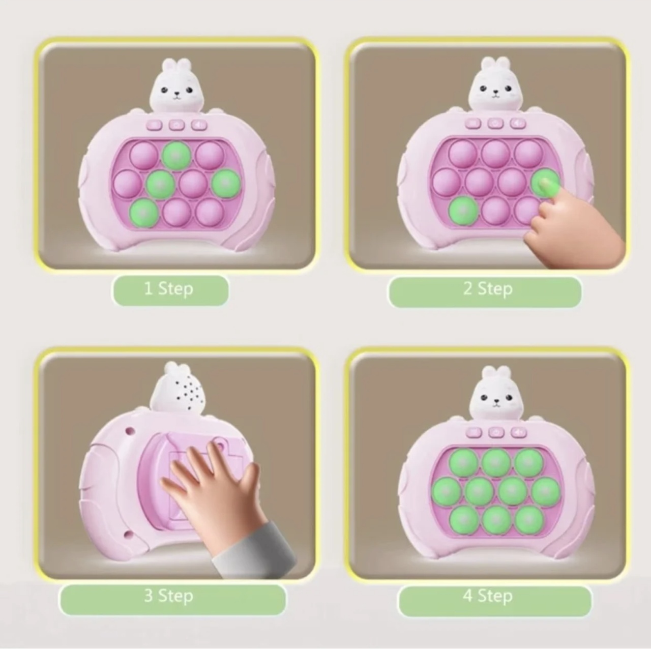Jucarie senzoriala inteligenta Pop It cu lumini - Consola Interactiva Iepurasul roz - 2 | YEO