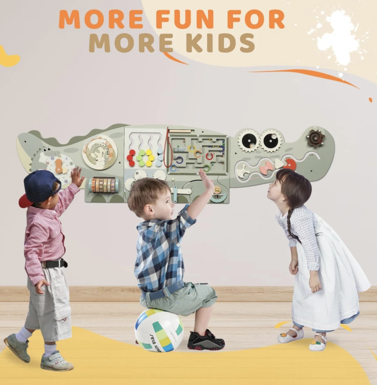 Placa Montessori Busy Board 10 activitati Dinozaur, din lemn - 1 | YEO
