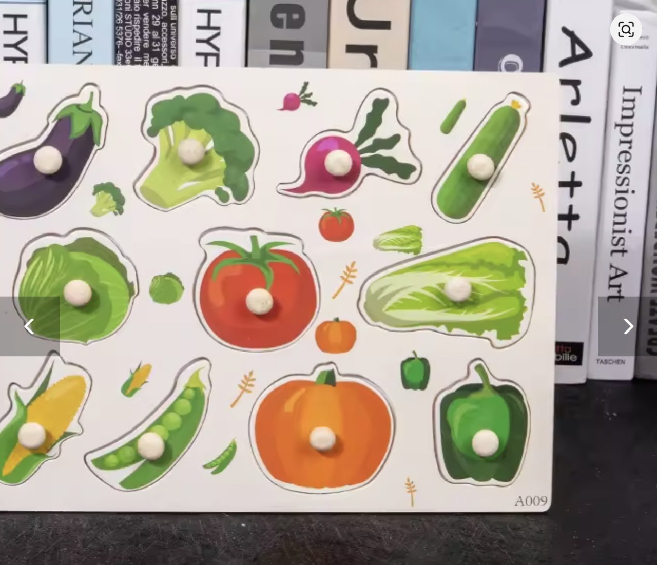 Puzzle Incastru Cu Buton si Imagini cu Legume, din lemn - 2 | YEO