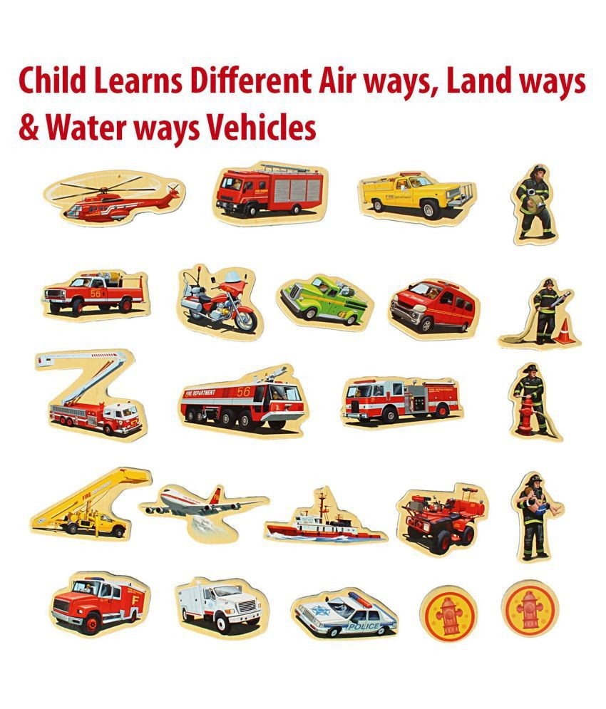 Set 23 piese magnetice din lemn, cu ilustratii grafice mijloace de transport - 2 | YEO