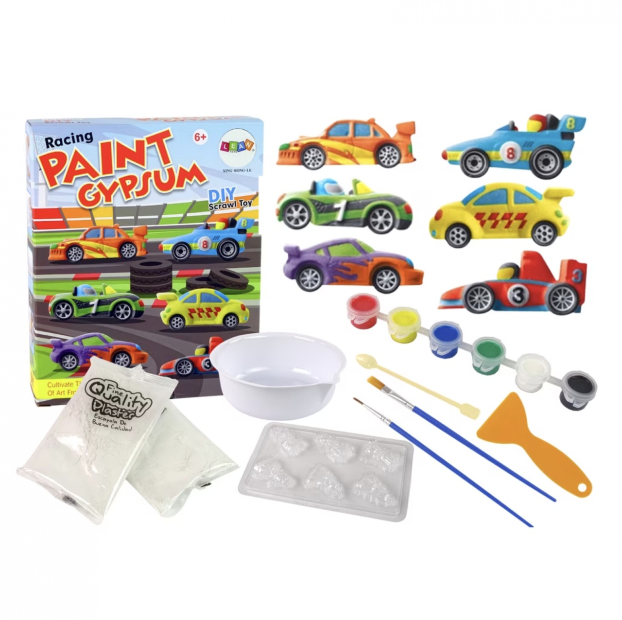 Set 6 Masinute - Joc de creativitate Picteaza Figurinele din ipsos