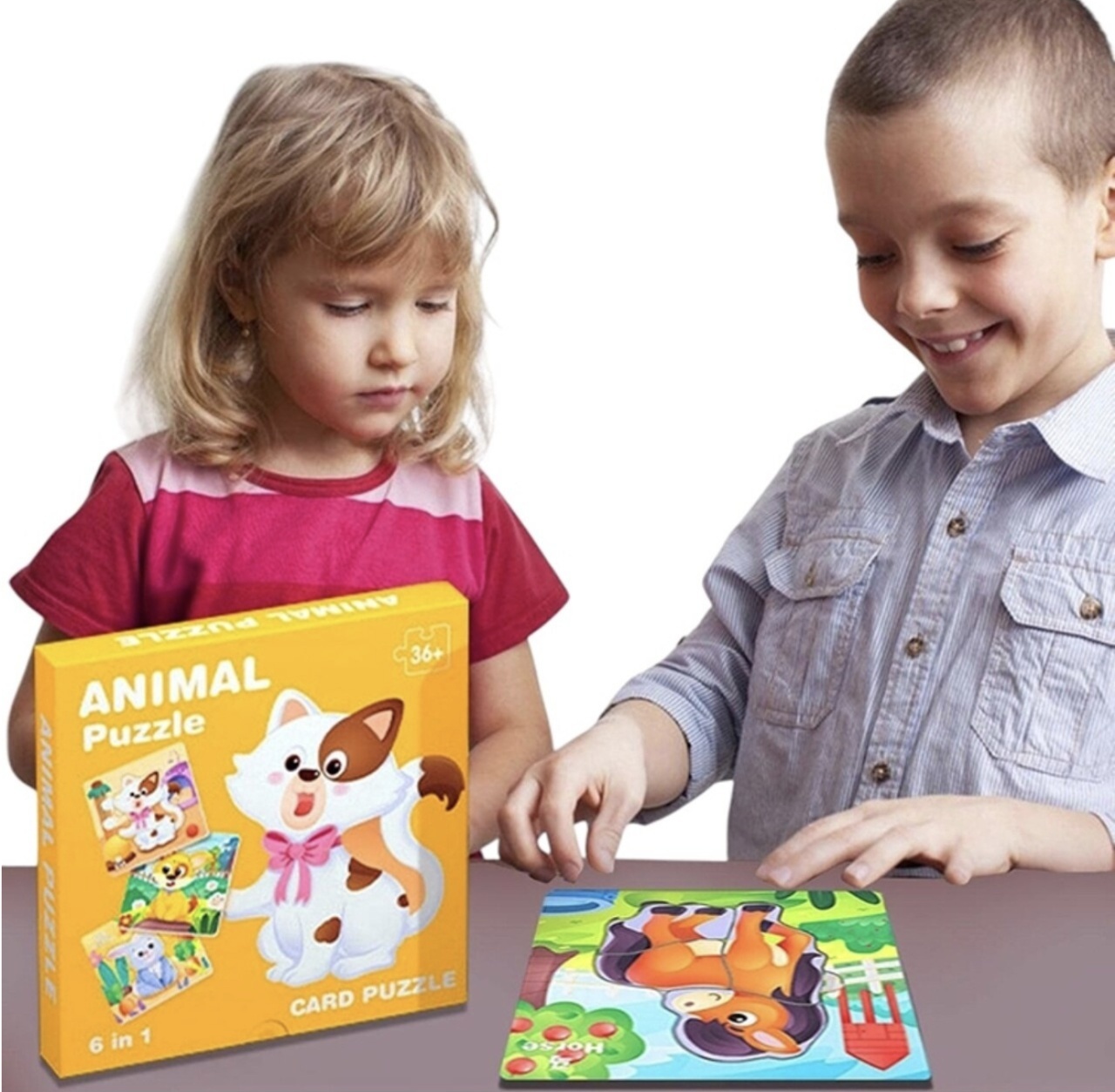 Set 6 Puzzle incastru cu cate 4 piese, Animale - 2 | YEO