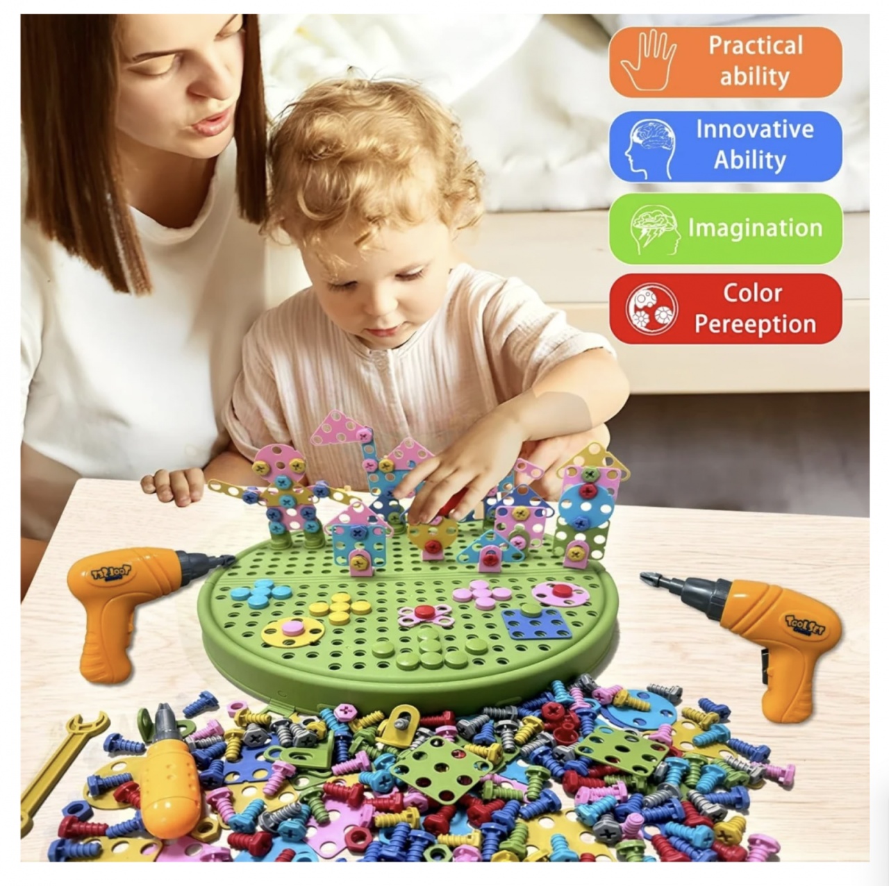 Set constructii copii cu bormasina electrica – 211 piese, tematica Dinozaur - 1 | YEO