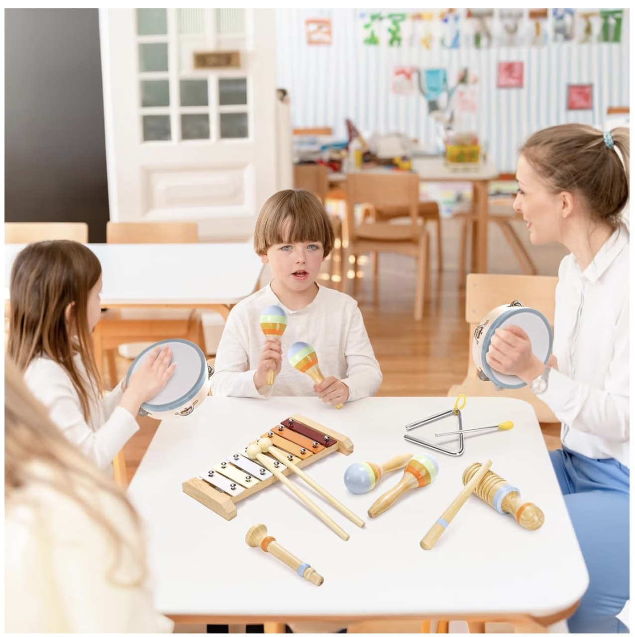 Set Montessori de 6 instrumente muzicale pentru copii, din lemn - 2 | YEO