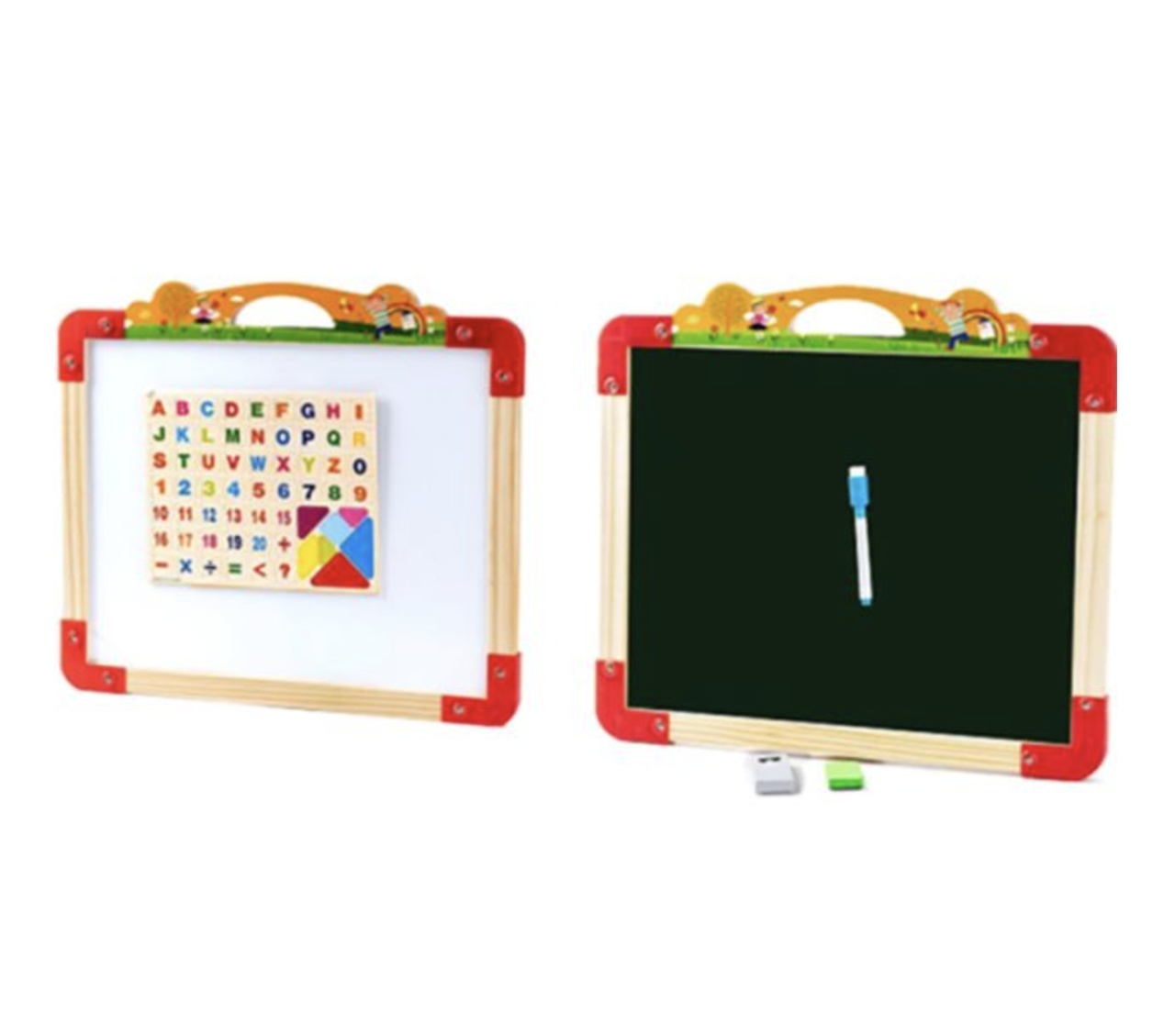 Tabla Montessori multifunctionala cu doua fete, 8009, din lemn