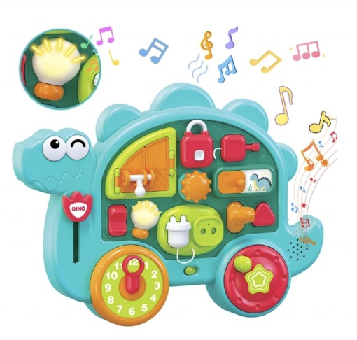 Busy Board cu 12 activitati pentru bebe – Dinozaur