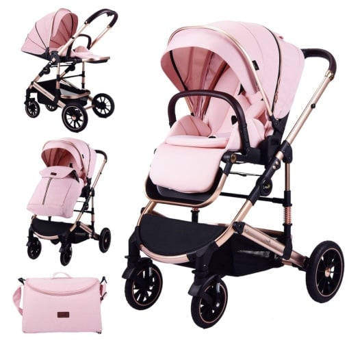 Carucior 2 in 1 transformabil, reversibil, pliabil, F3 Luxury Pink
