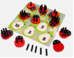 Jucarie de Numarare si sortare Montessori Ladybug, din lemn