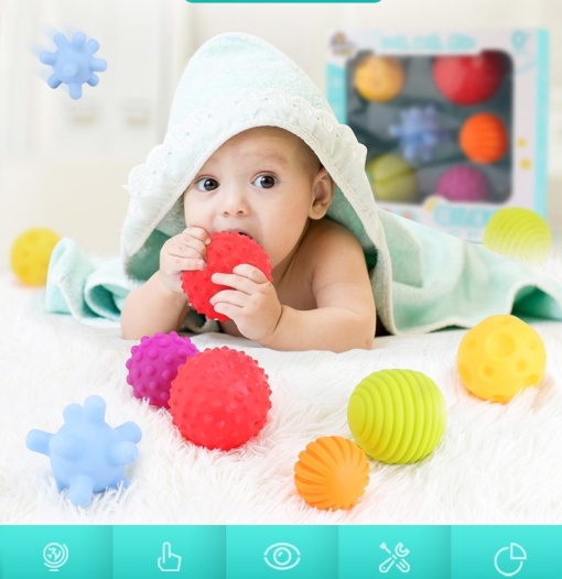 Set 6 mingi senzoriale pentru baita