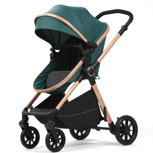 Carucior 2 in 1, F7 Verde, reversibil, pliabil compact, suspensii duble - Img 9