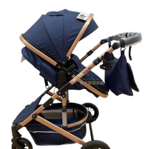 Carucior 2 in 1, reversibil, cu suspensii, T7 albastru - L-Sun - Img 3