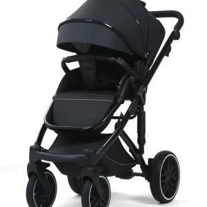 Carucior 3 in 1, G8 Luxury Negru, reversibil, cu suspensii, din piele ECO - Img 4