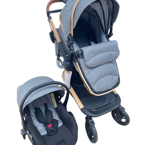 Carucior 3 in 1cu maner reversibil, transformabil landou-sport si scoica, 517 Gri - Img 2