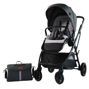 Carucior reversibil pliabil, cu husa picioare, 0-36 luni, C7 Gri - Img 1