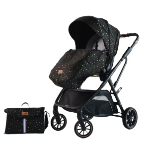 Carucior reversibil pliabil, cu husa picioare, 0-36 luni, C7 Negru cu auriu - Img 2