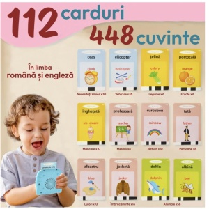 Cititor de carduri educativ – limba romana si engleza – 448 cuvinte, Roz - Img 3