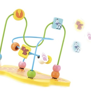 Cub cu 6 activitati Montessori, animalele salbatice cu circuit de bile Mini Animal Cube - Img 5