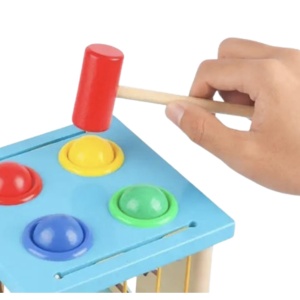 Cub Montessori cu activitati, 5 in 1, cu sortator de forme geometrice, din lemn - Img 4